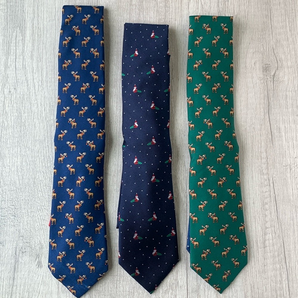 3 Tommy Hilfiger Blue and Green Paisley Christmas Ties